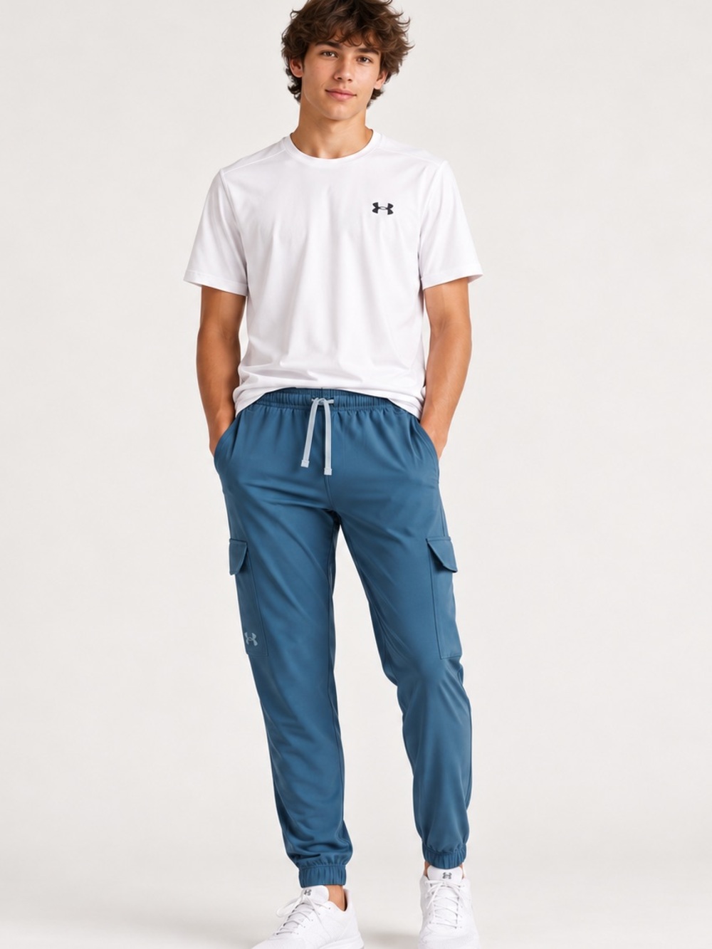 Under Armour Boys UA Storm Cargo Jogger Pants Blue Youth Large Like New